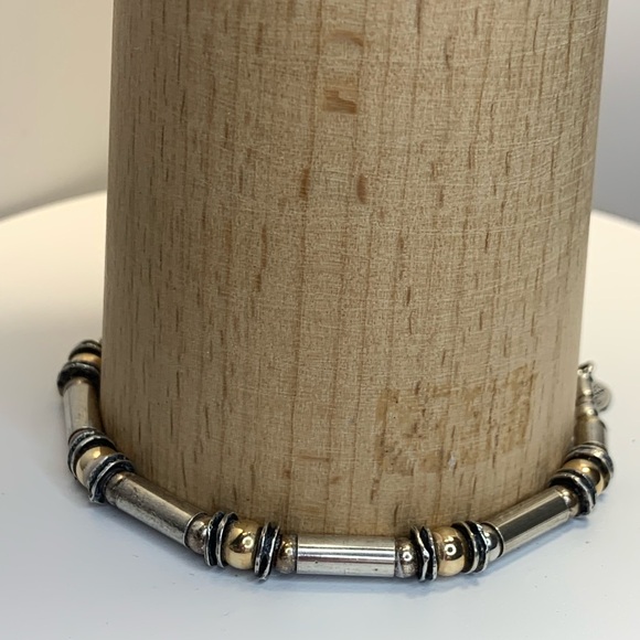 Silpada Vintage Rare HTF Sterling Silver & Gold Tube & Bead Israeli Bracelet - Picture 2 of 16